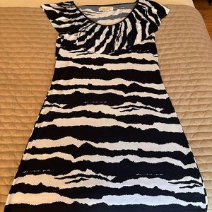 Michael Kors women's navy & white animal print zebra dress size small